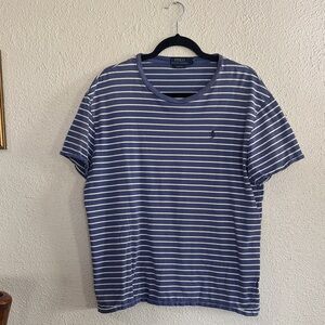 Polo by Ralph Lauren Blue & White Striped Crew Neck Tee
